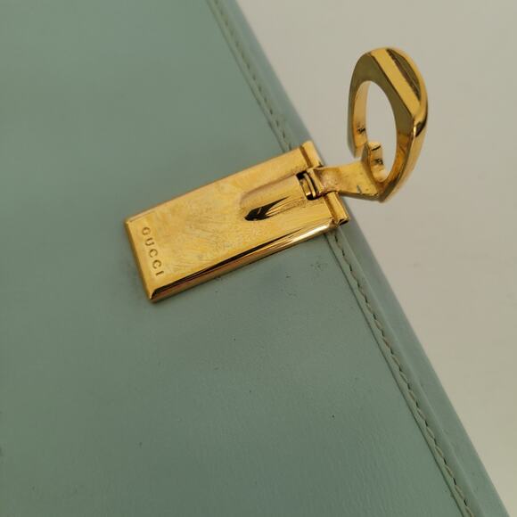 GUCCI Vintage Clasp Horsebit Wallet Bifold Blue Large Retro Clutch Leather Box - Picture 6 of 14